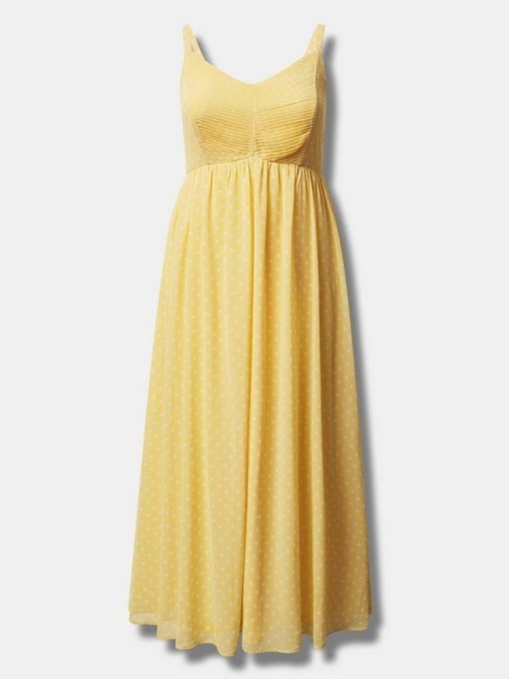 Torrid's Size 6 Sunshine Yellow Polka-Dot Maxi Dress with V-Neck